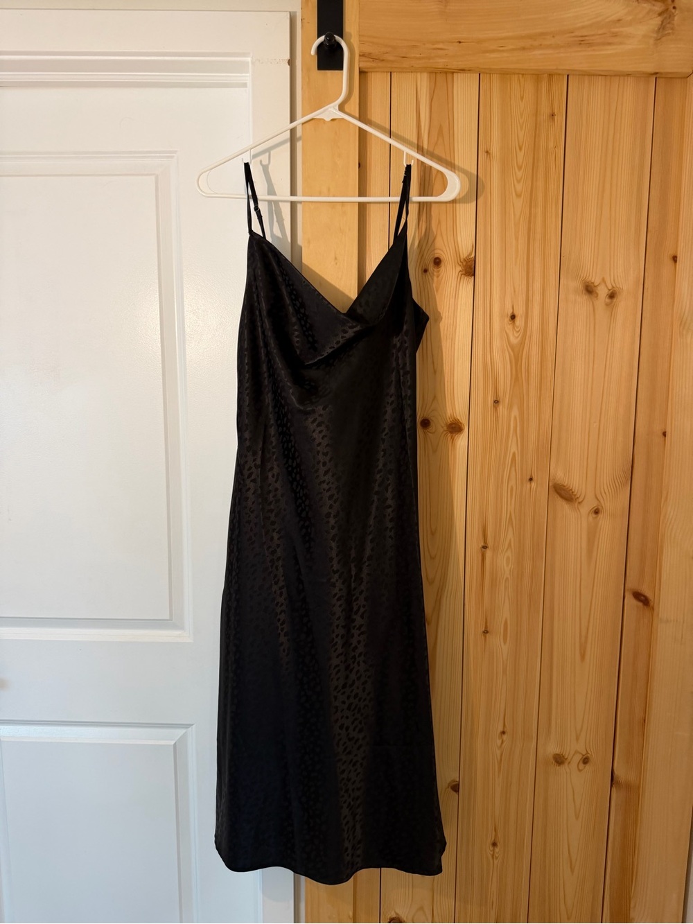 Forever 21 Black Satin Cowl Neck Slip Maxi Dress